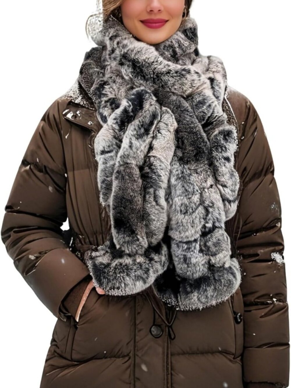 Cozy Natural Rex Rabbit Fur Scarf | Furry Neck Warmer for Outdoor Style